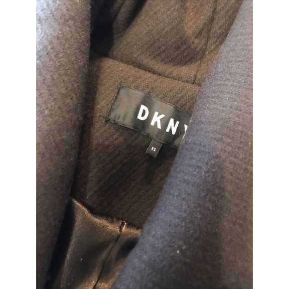 DKNY Walker Moss Dark Brown Coat Wool Blend Oversized Shawl Collar Sz XS - Picture 7 of 14